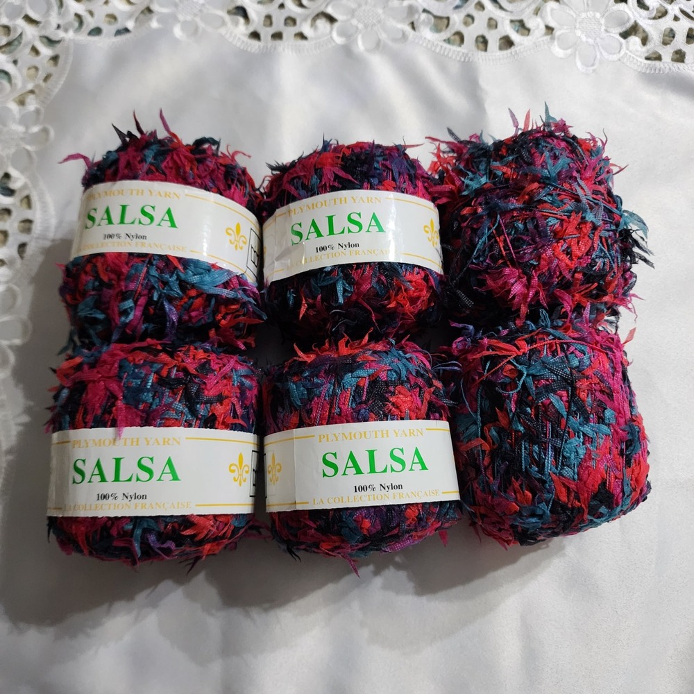 6 Skeins Plymouth Yarn Salsa La Collection Francaise Color 10 Nylon Made France